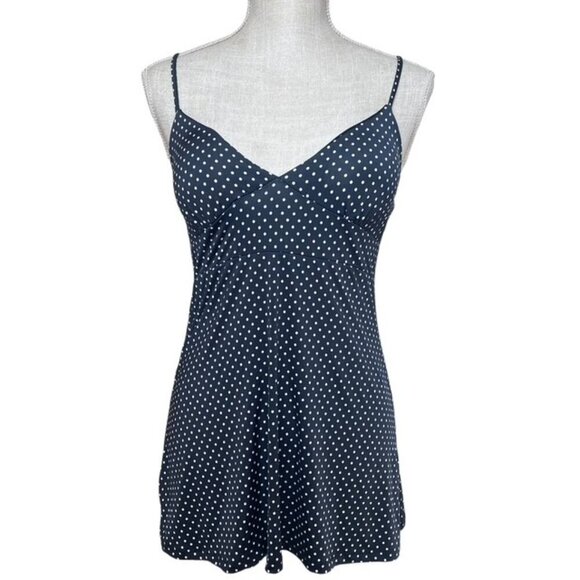 WET SEAL Black Polka Dot Spaghetti Strap Camisole with Built-In Bra - Size Large - Picture 2 of 6